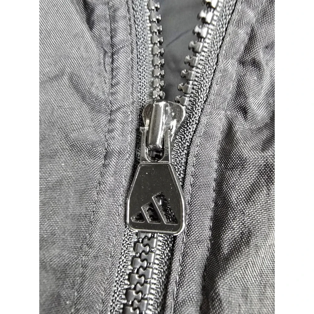 Vintage Adidas Black Gray Winter Hooded Oversized Quilted Jacket Mens Size Large